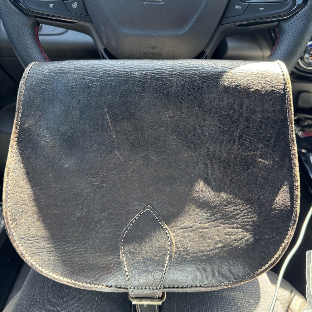 Black Leather Saddle Bag